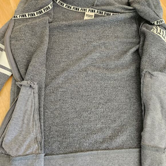 PINK by Victoria's Secret College Jacket Hoodie Gray sz S - Picture 6 of 8